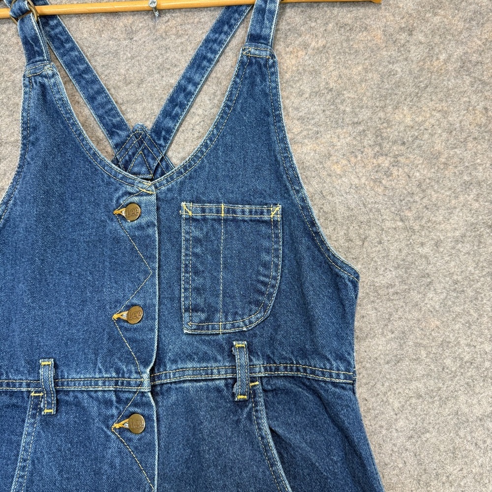 Vintage Lee Denim Bib Overalls Womens 7/8 Blue Denim Tapered USA 80s 90s - Picture 5 of 16